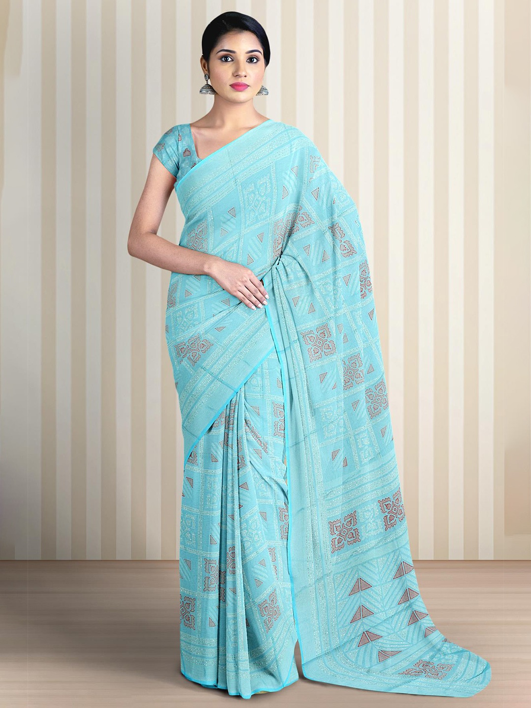 

Kalamandir Ethnic Motifs Woven Design Zari Saree, Blue