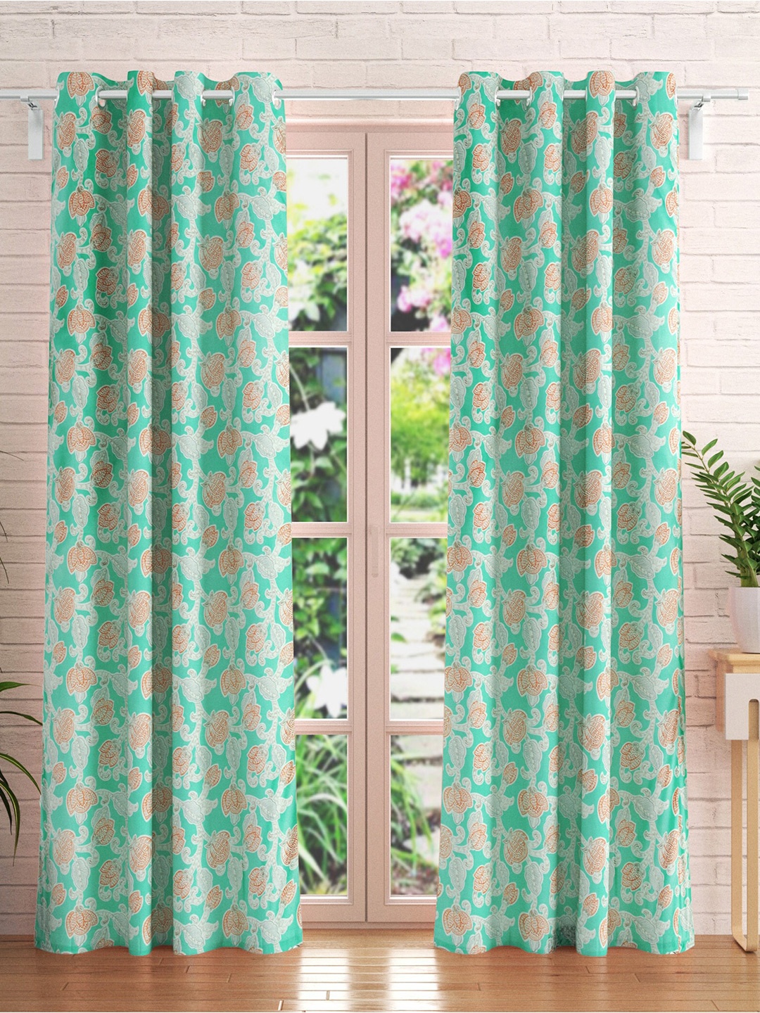 

Home Centre Essentials Vivian Set Of 2 Blue & White Floral Black Out Door Curtains
