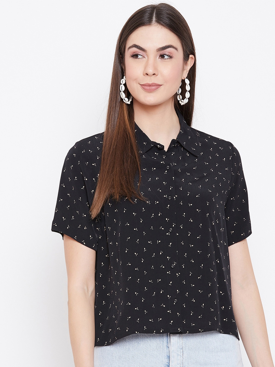 

sandy AND ritz Women Printed Casual Shirt, Black