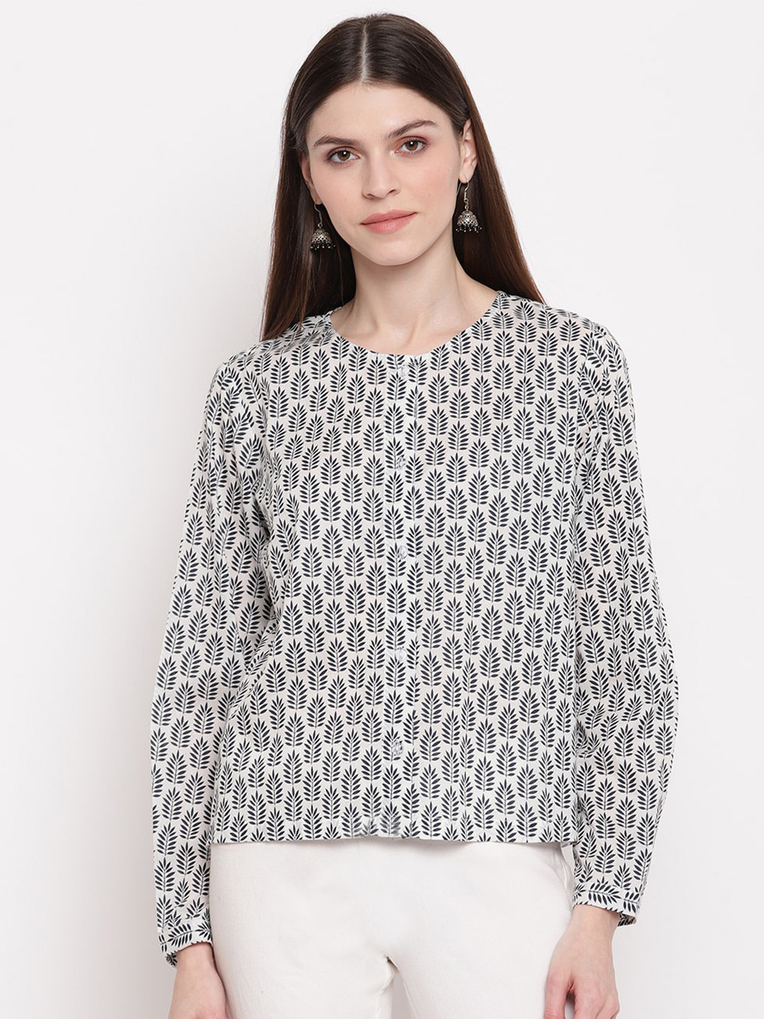 

sandy AND ritz Ethnic Motifs Printed Top, White