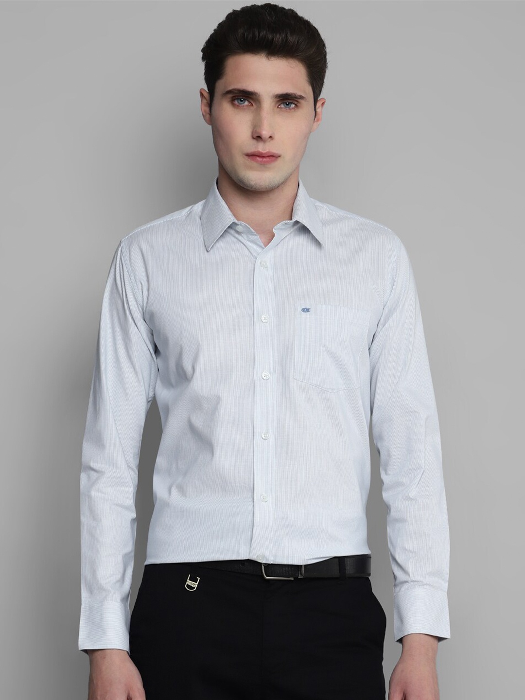 

Allen Cooper Men Oxford Striped Casual Cotton Shirt, Blue