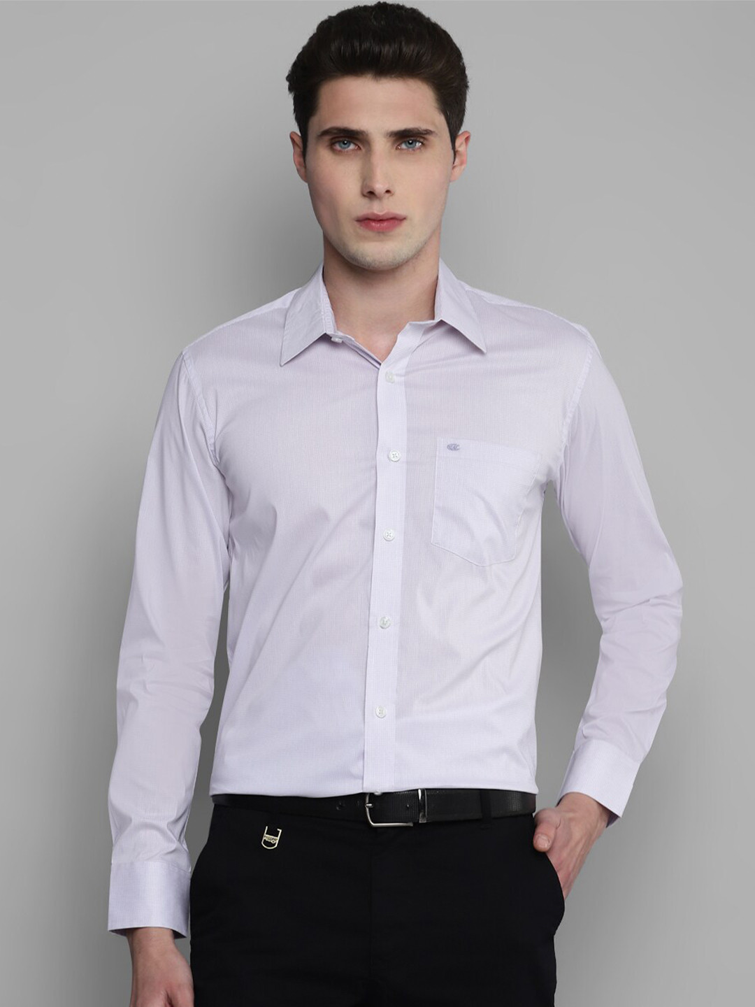 

Allen Cooper Men Micro Checked Formal Cotton Shirt, Purple