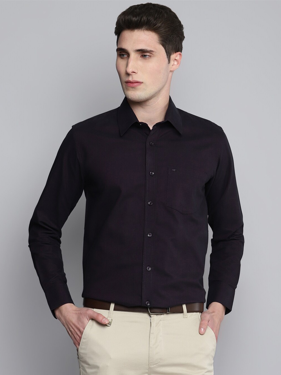 

Allen Cooper Spread Collar Casual Cotton Shirt, Purple