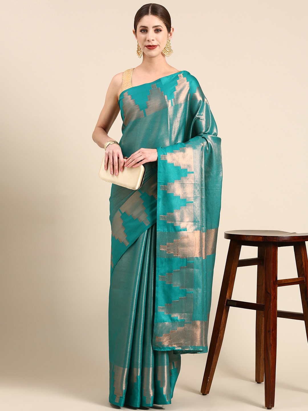 

Anouk Woven Design Zari Silk Blend Saree, Green