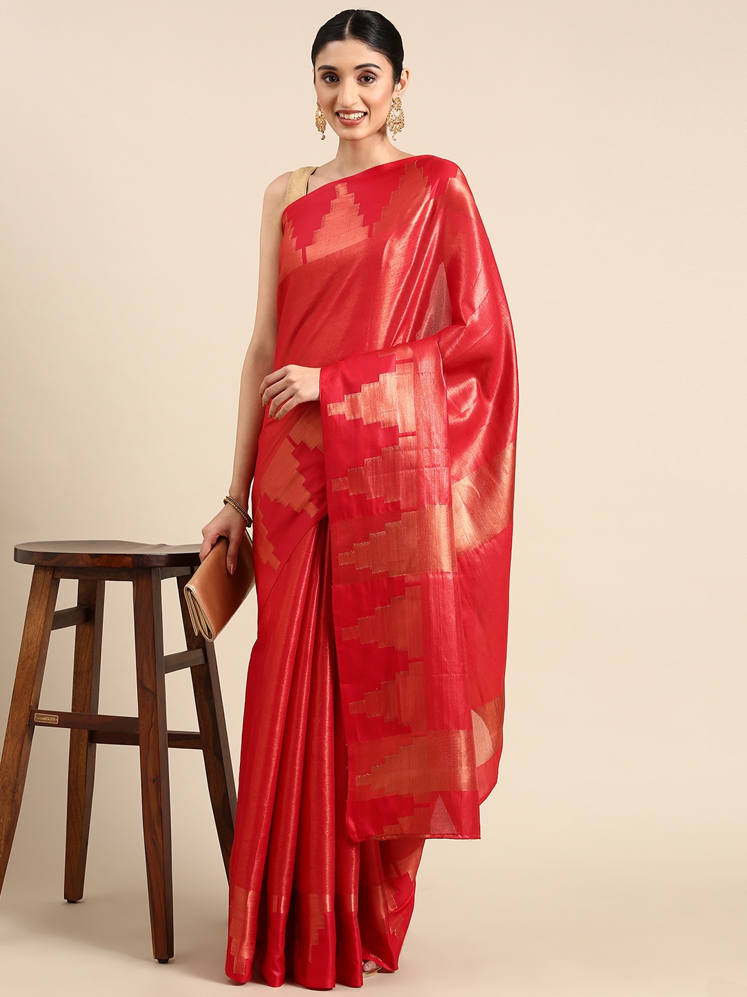 

Anouk Woven Design Zari Silk Blend Saree, Red