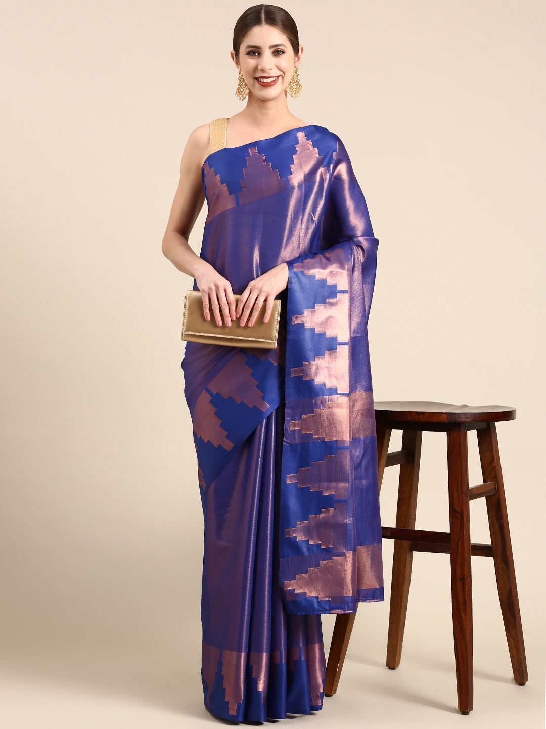 

Anouk Woven Design Zari Silk Blend Saree, Blue