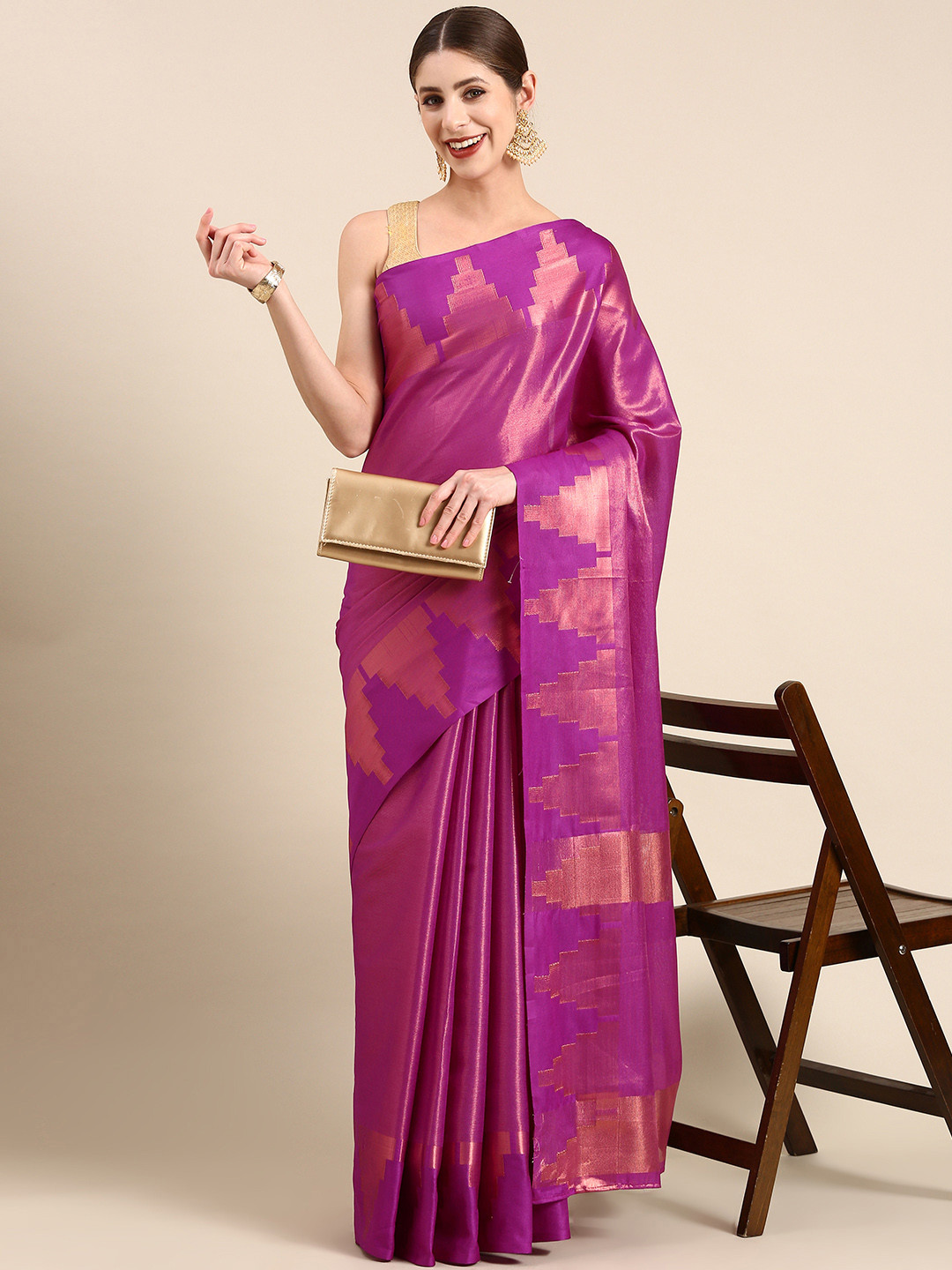 

Anouk Woven Design Zari Silk Blend Saree, Purple
