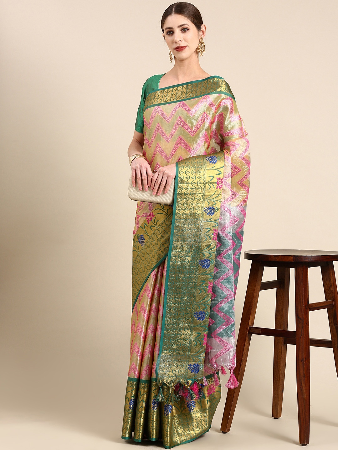 

Anouk Woven Design Ethnic Motifs Zari Silk Blend Saree, Multi