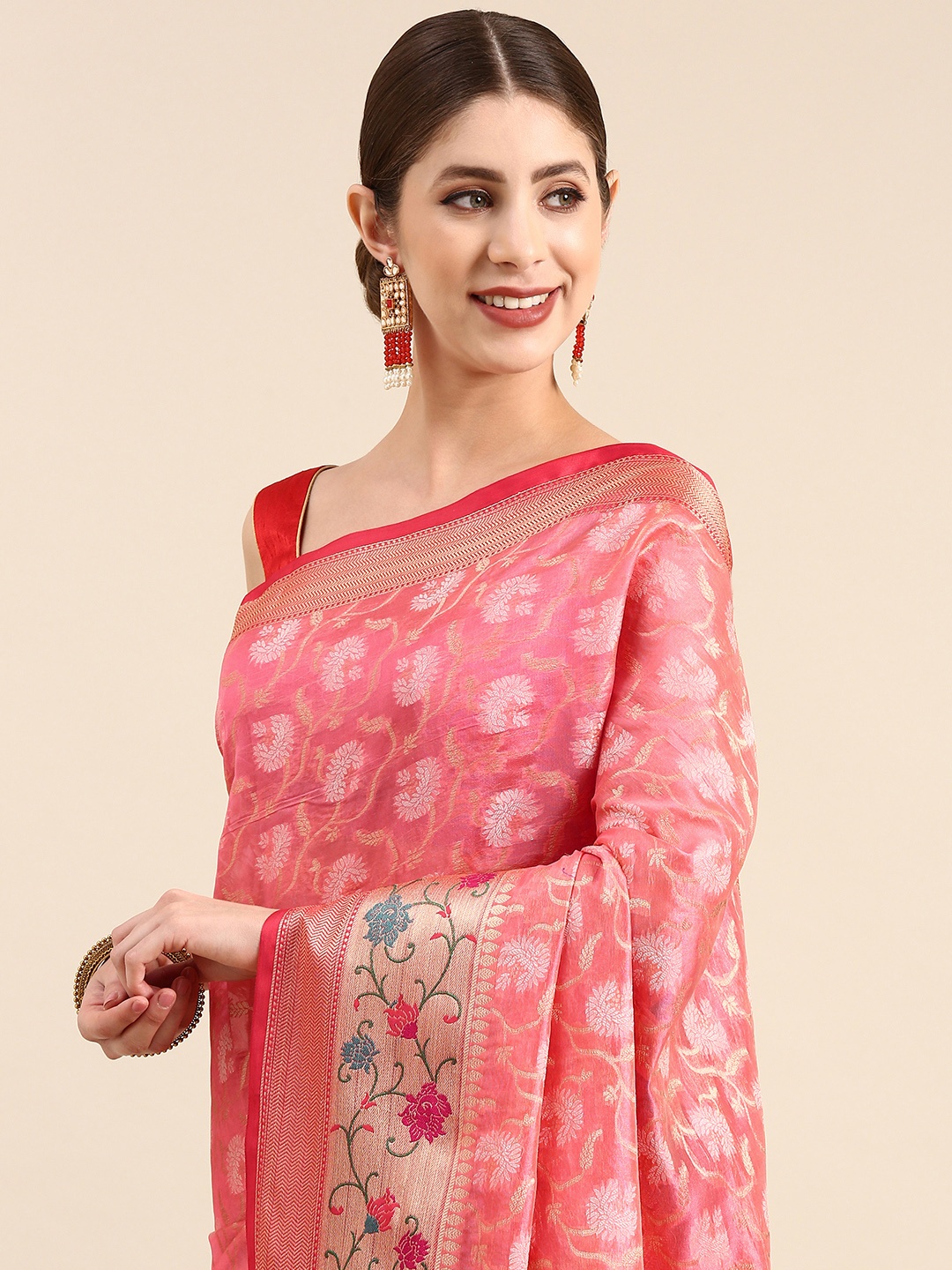 

Anouk Ethnic Motifs Zari Silk Blend Saree, Rose