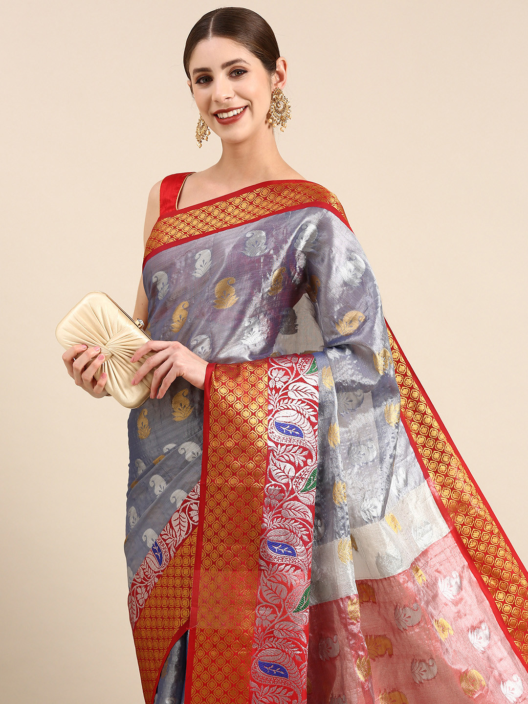 

Anouk Woven Design Ethnic Motifs Zari Organza Saree, Lavender