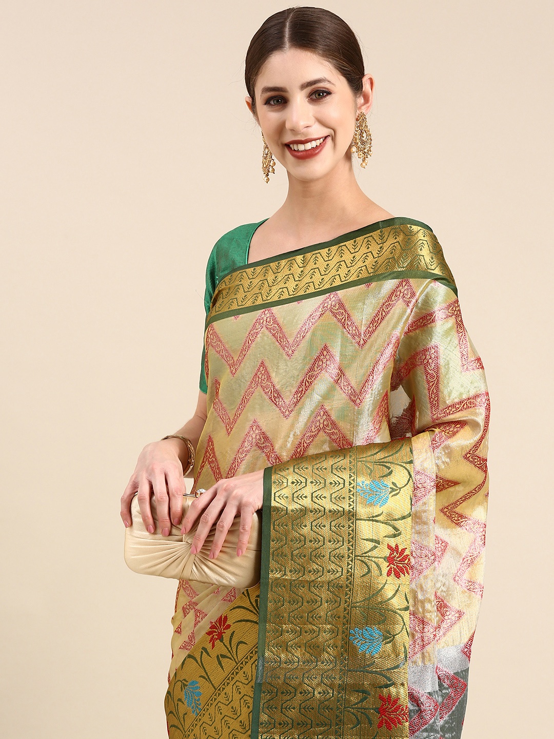 

Anouk Woven Design Ethnic Motifs Zari Silk Blend Saree, Multi
