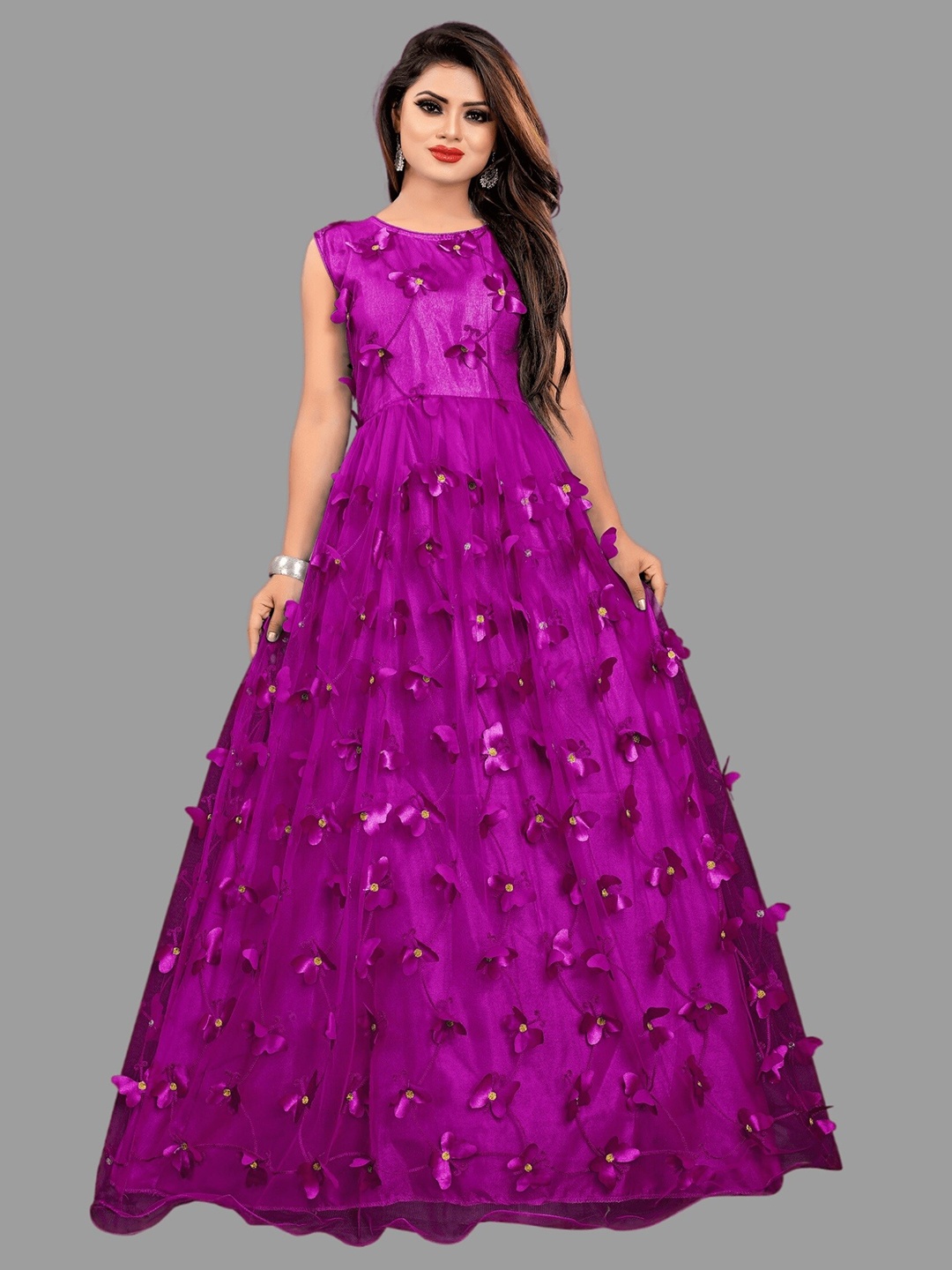 

APNISHA Net Maxi Dress, Lavender