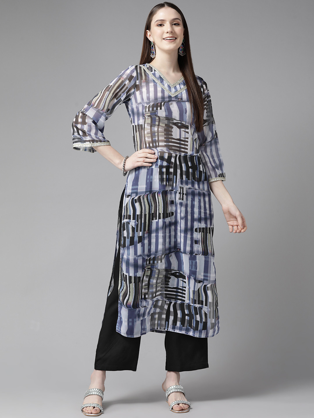

Prakrti Printed Kurta with Palazzos, Lavender