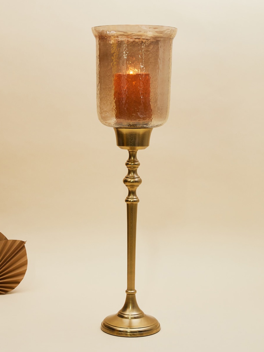 

Home Centre Aerin Gold-Toned Textured Candle Holder With Stand
