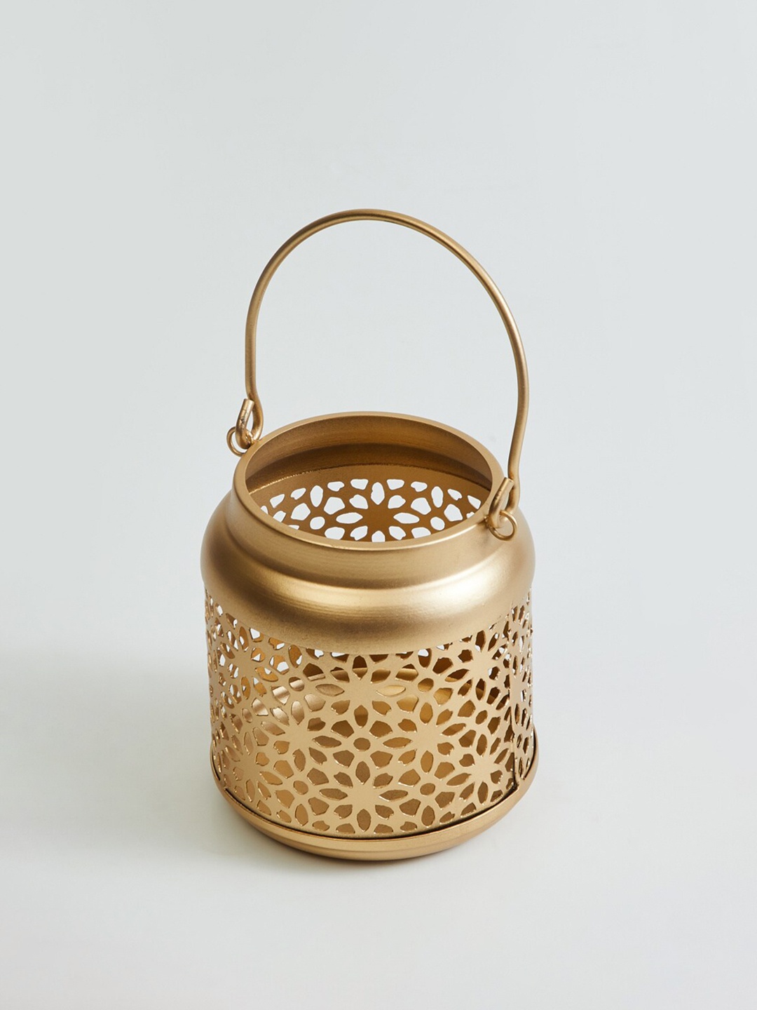 

Home Centre Corsica Bela Gold Toned Textured Cut Work Hanging Candle Holder