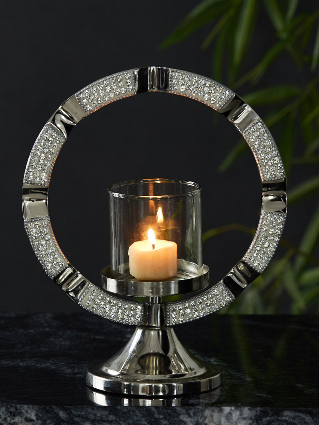 

Home Centre Fiesta Silver-Toned Arched Hurricane Candle Holder