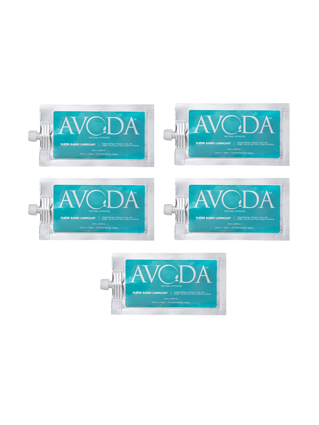 

AVODA Set of 5 Water Based Lubricant Sachet with Aloe & Green Tea - 20 ml each, White
