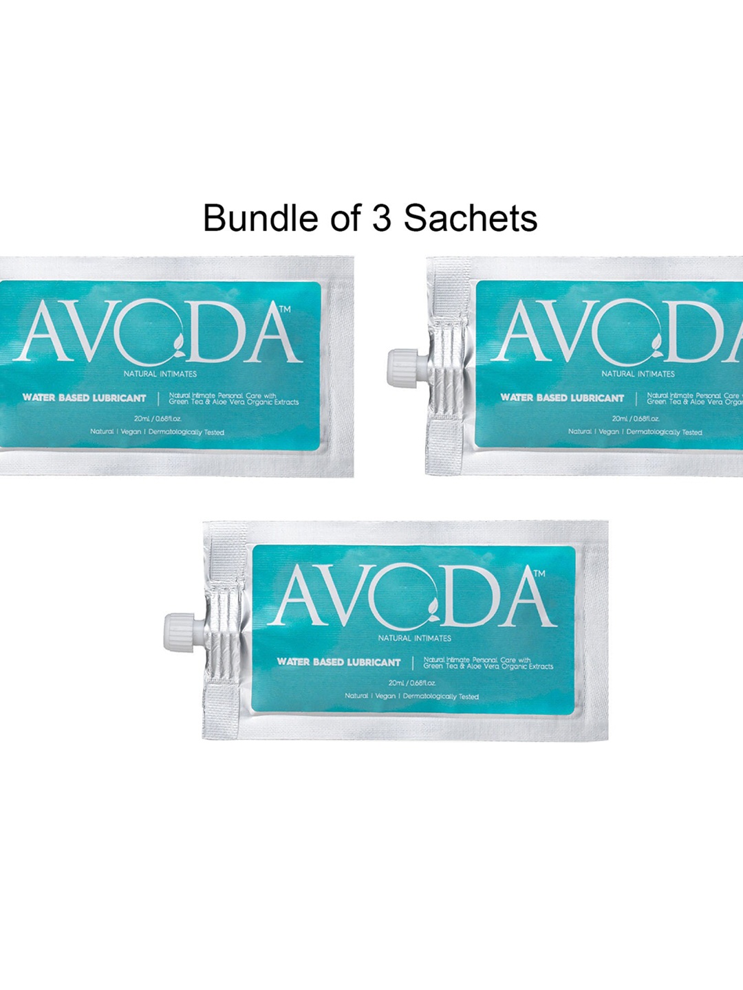 

AVODA Set of 3 Water Based Lubricant Sachet with Aloe & Green Tea - 20 ml each, White