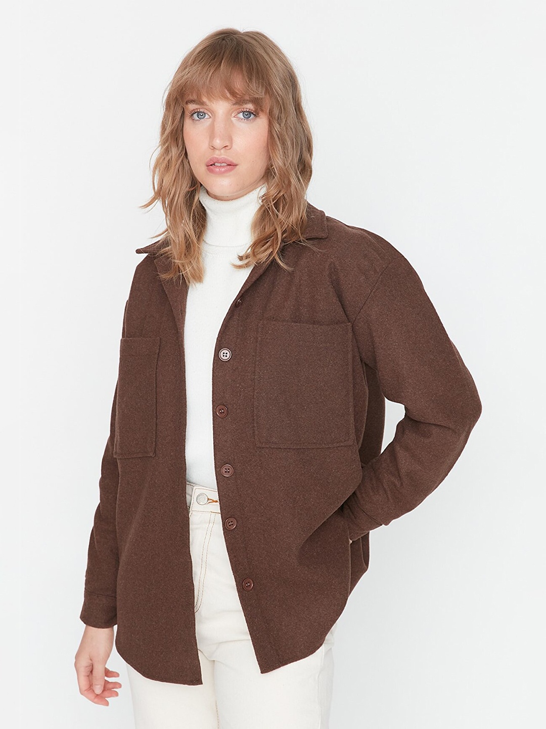

Trendyol Women Cotton Casual Shirt, Brown