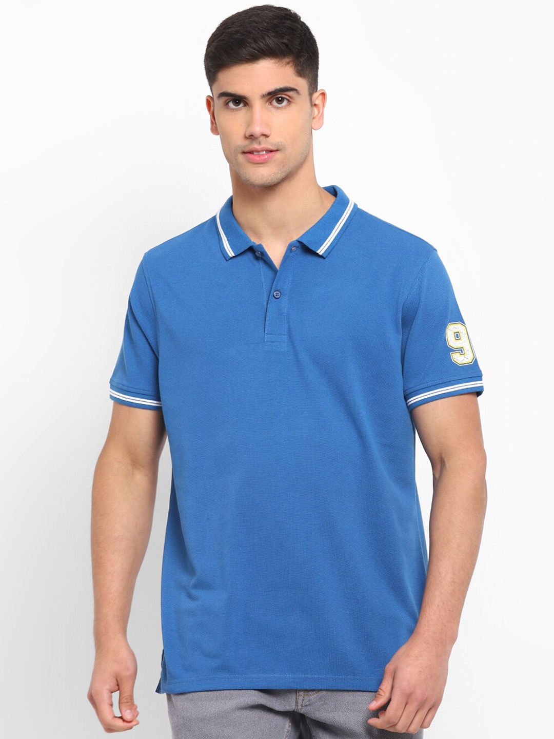 

Red Chief Men Polo Collar Cotton T-shirt, Blue