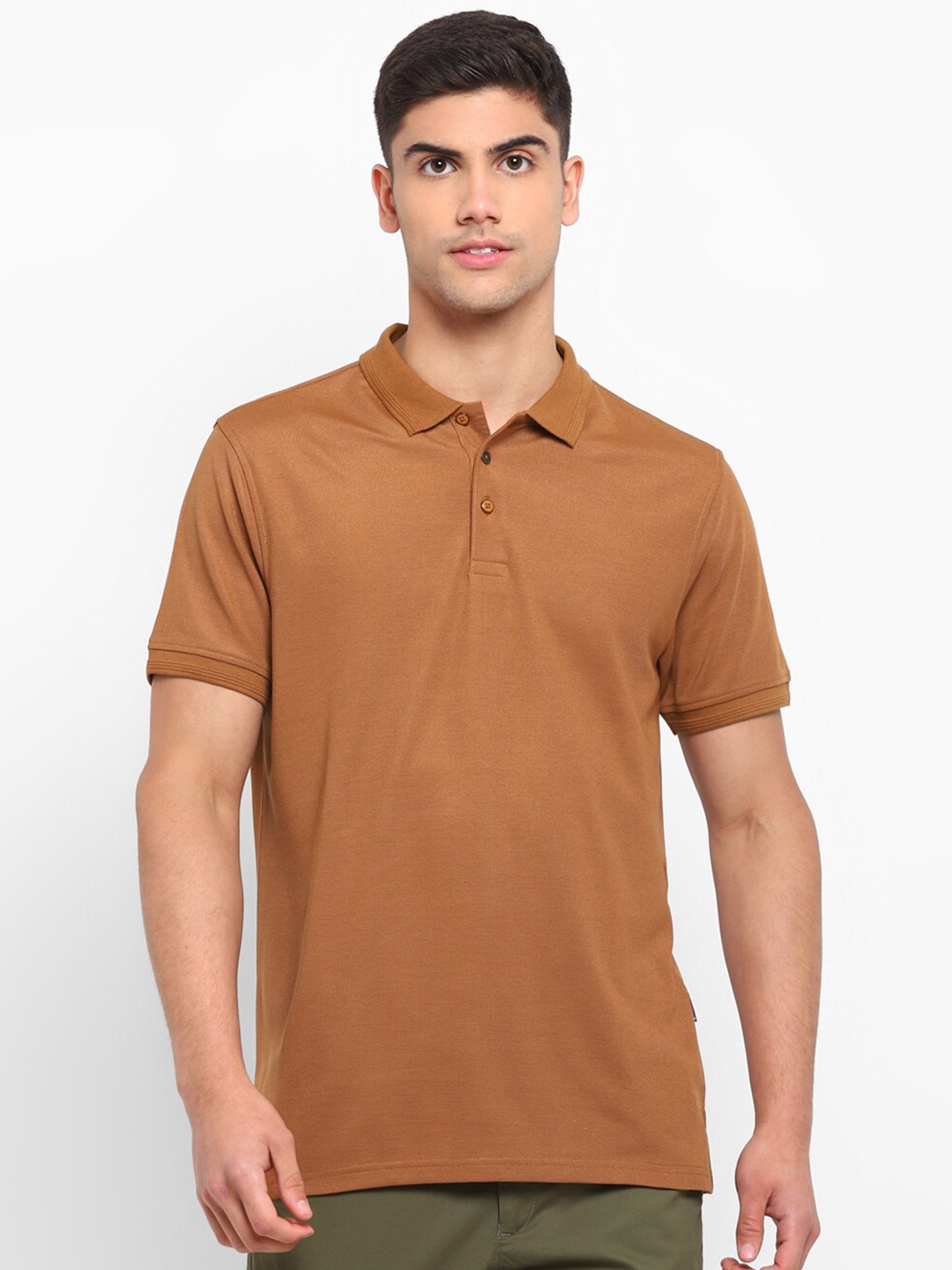 

Red Chief Men Polo Collar Cotton T-shirt, Rust