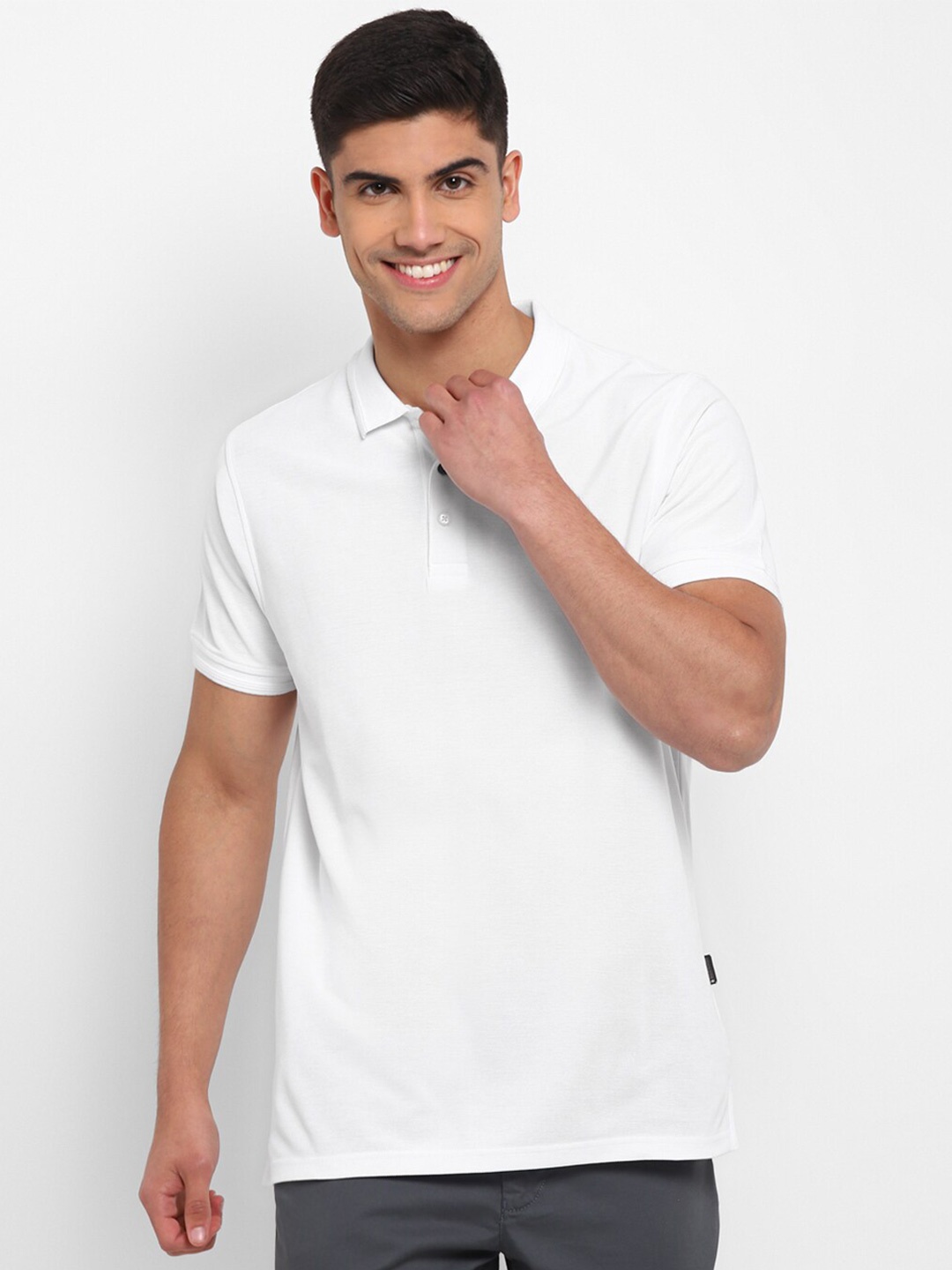 

Red Chief Men Polo Collar Cotton T-shirt, White