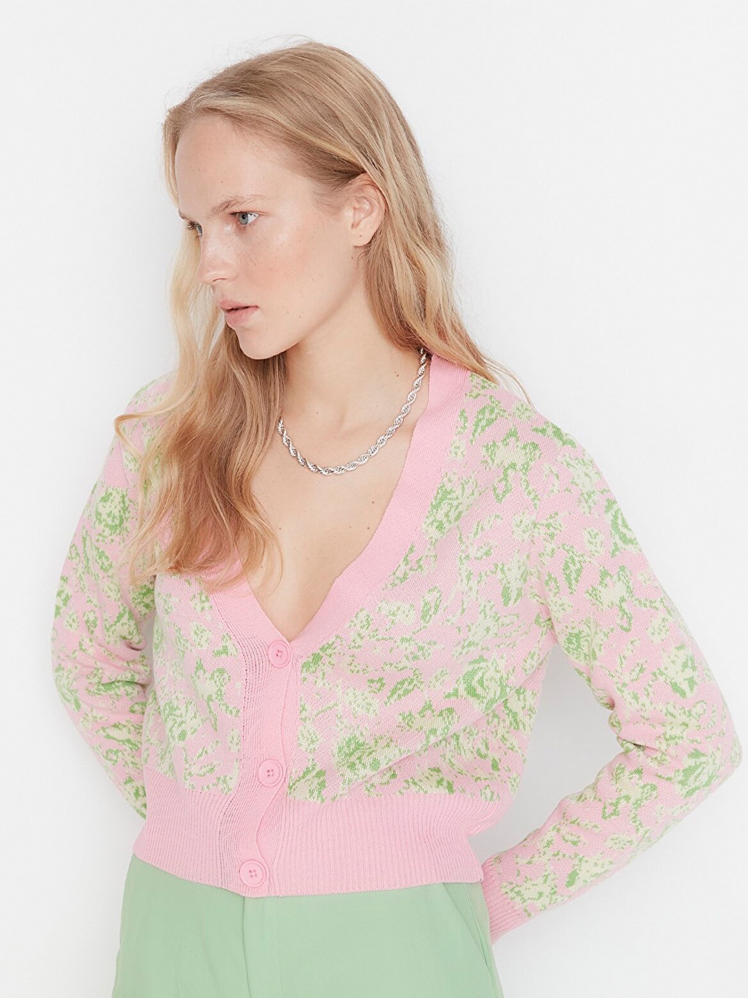 

Trendyol Women Long Sleeves Acrylic Cardigan, Pink