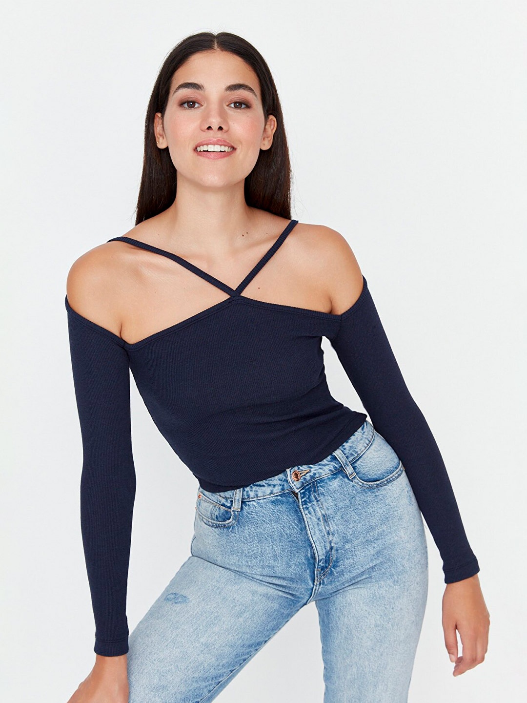 

Trendyol Shoulder Straps Top, Navy blue