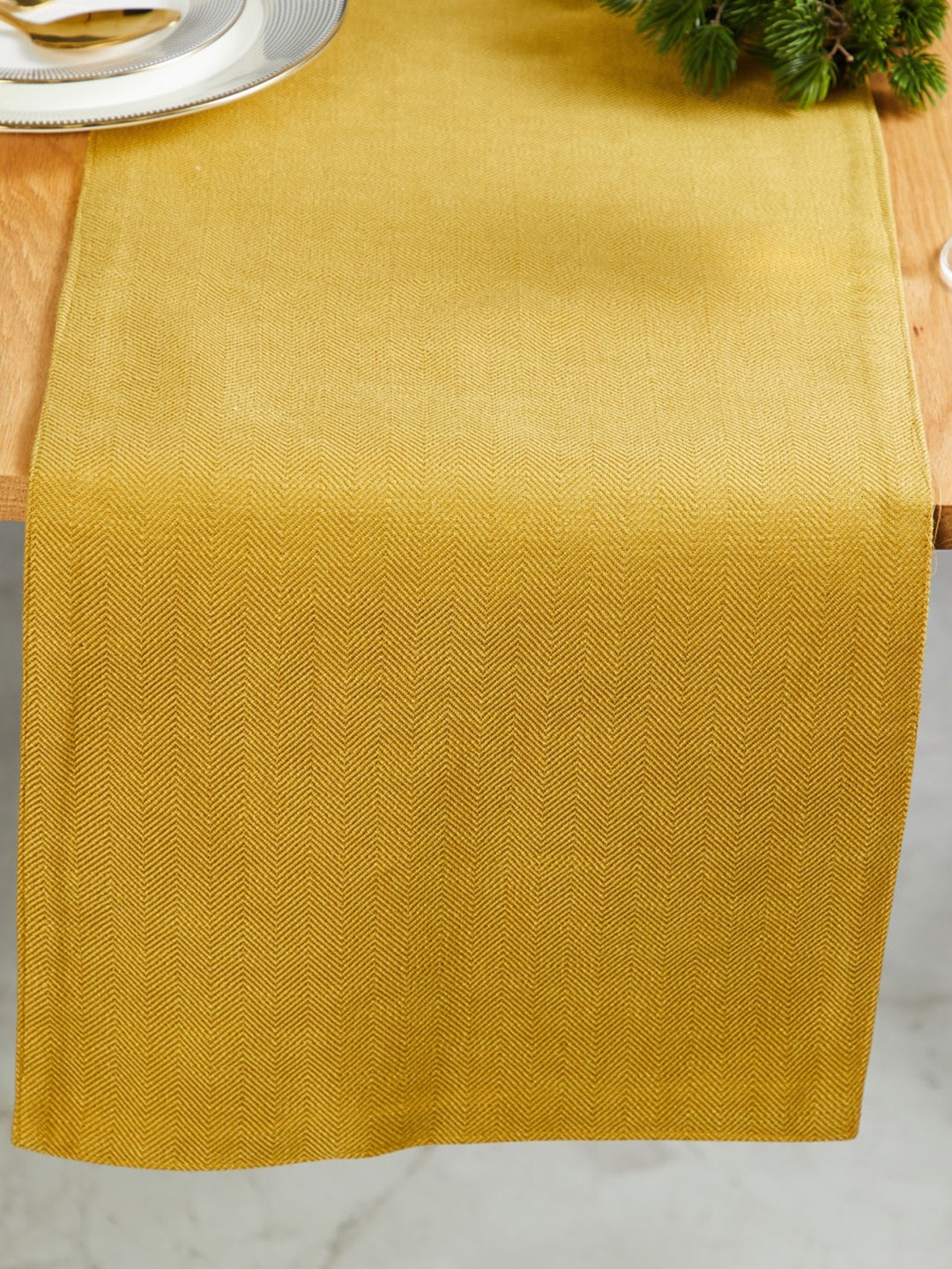 

Home Centre Mirage Yellow Textured Pure Cotton Table Runner