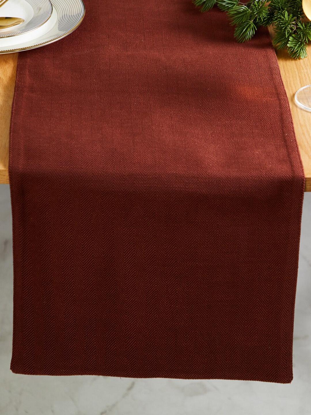 

Home Centre Mirage Maroon Textured Cotton Table Runner