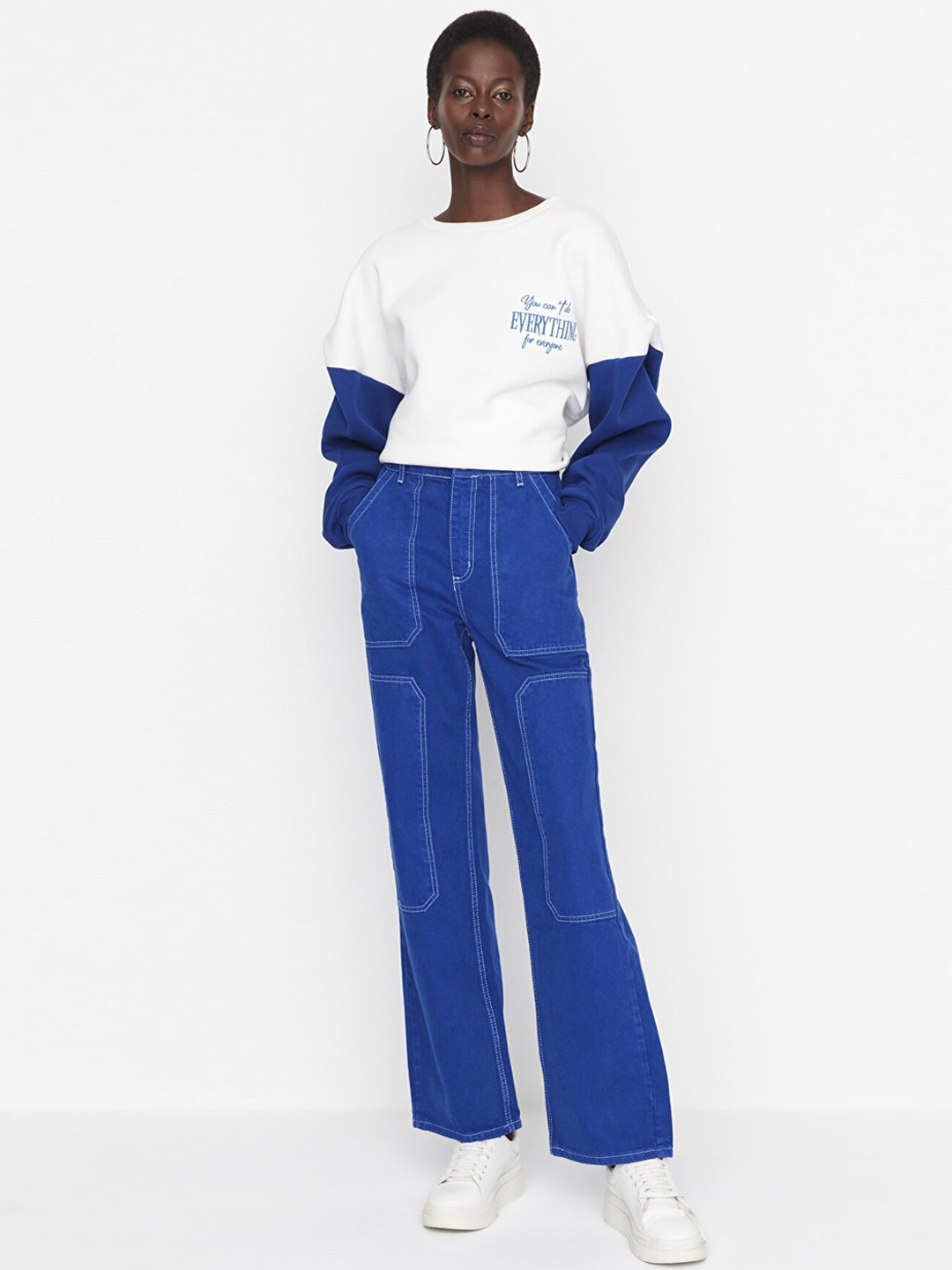 

Trendyol Women Mid-Rise Cotton Jeans, Blue