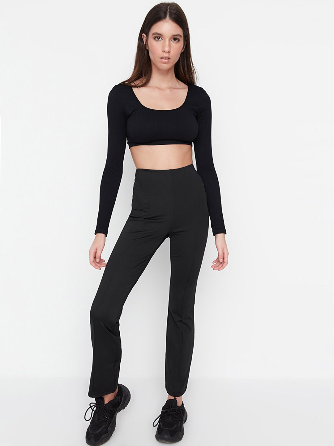 

Trendyol Women Mid Rise Plain Trousers, Black