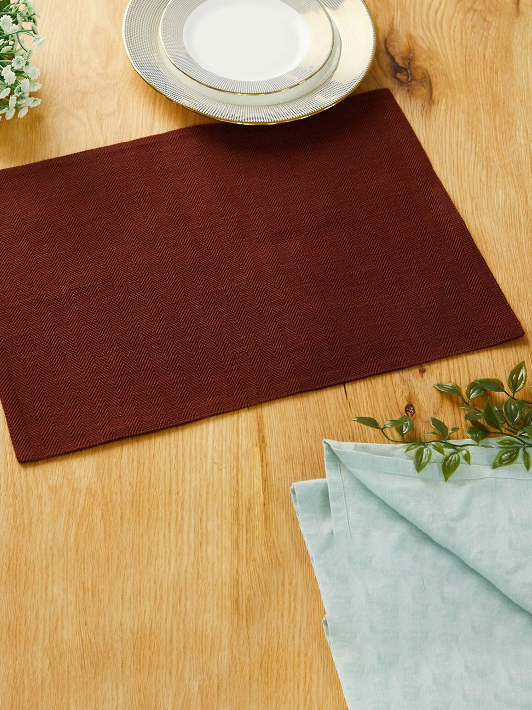 

Home Centre Mirage Maroon Textured Cotton Table Placemat