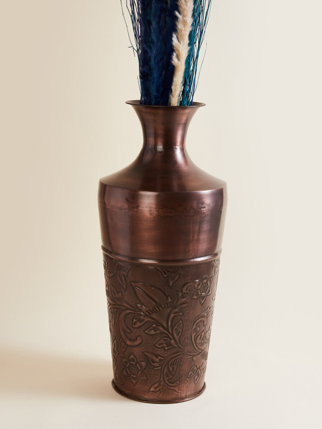 

Home Centre Mystique Brown Embossed Taper Metal Floor Vases