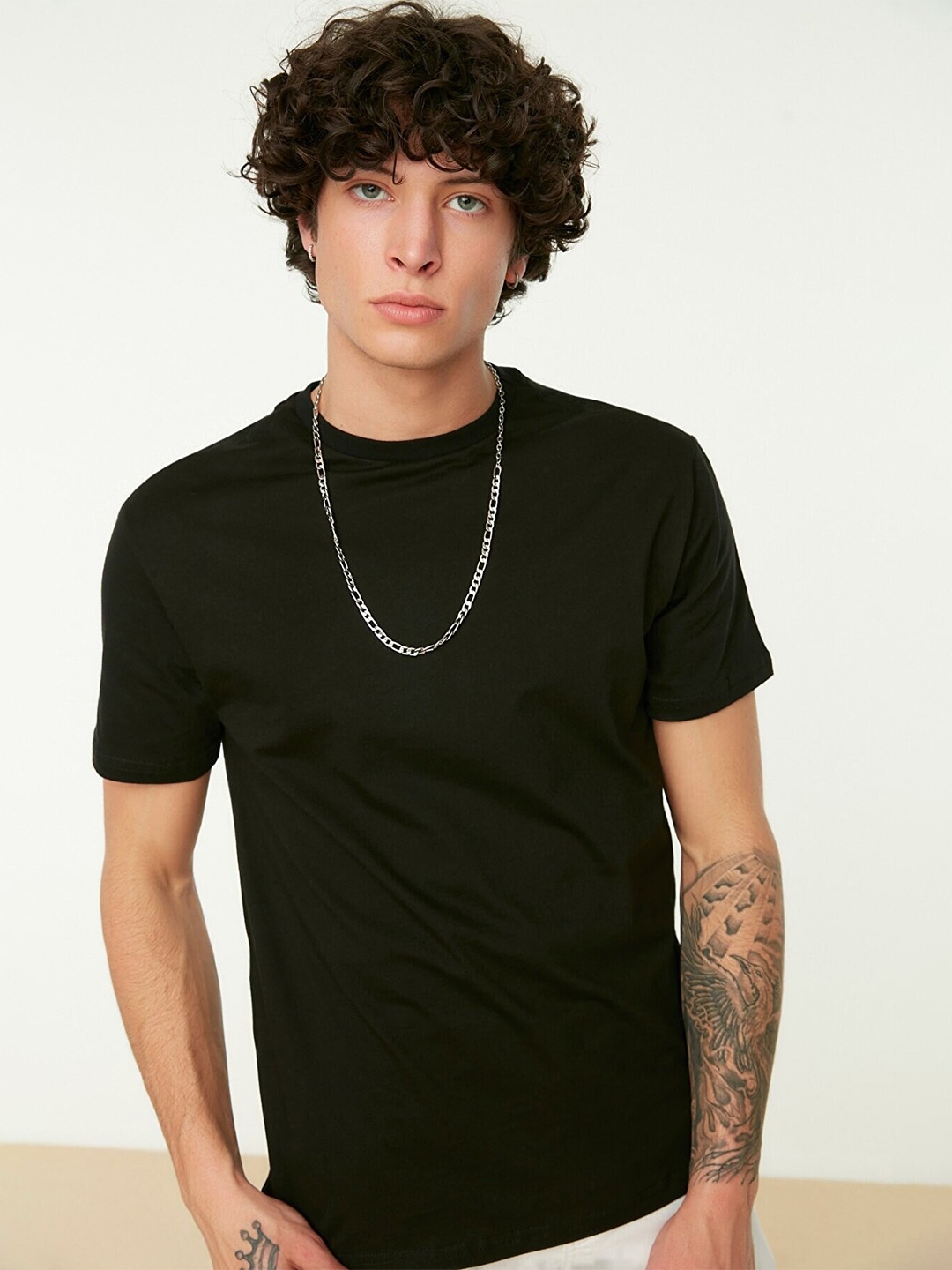 

Trendyol Men Graphic Printed Pure Cotton T-shirt, Black