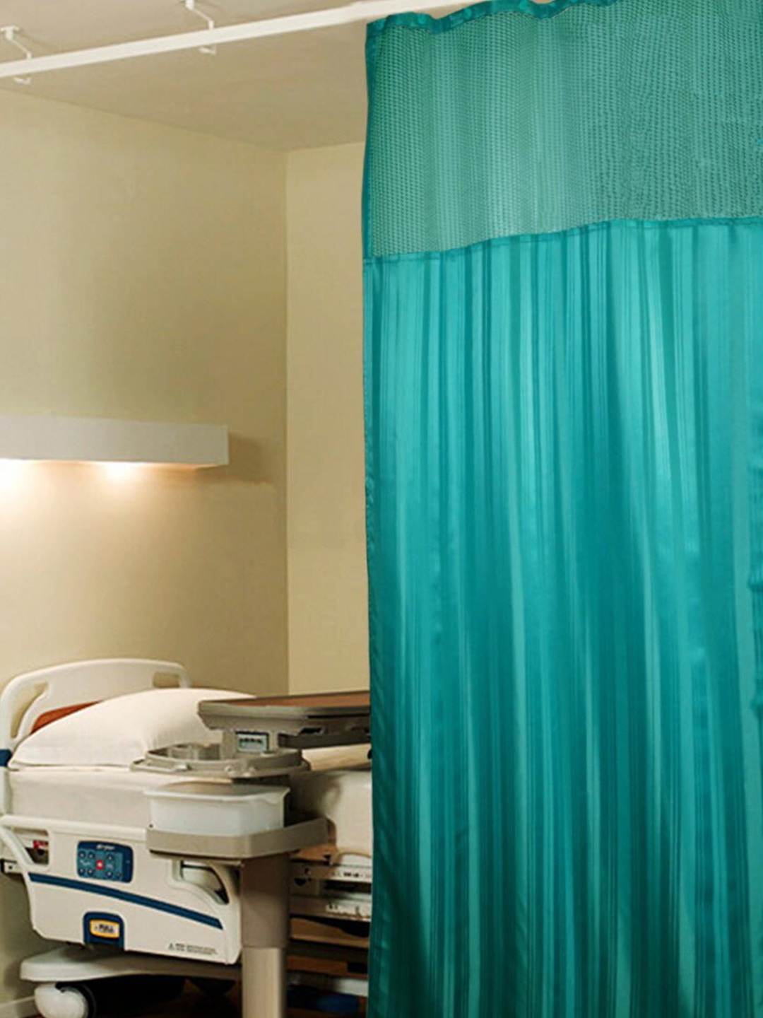 

Lushomes Green Striped Self Design Water Proof Hospital Curtain
