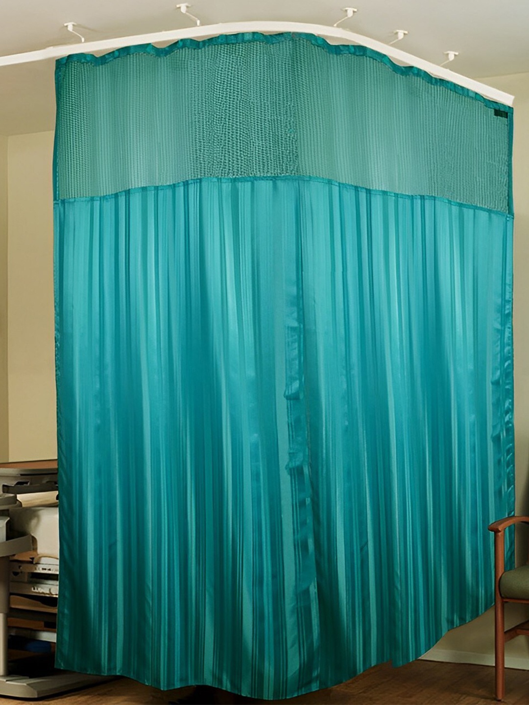 

Lushomes Green Striped Self Design Water Proof Hospital Curtain