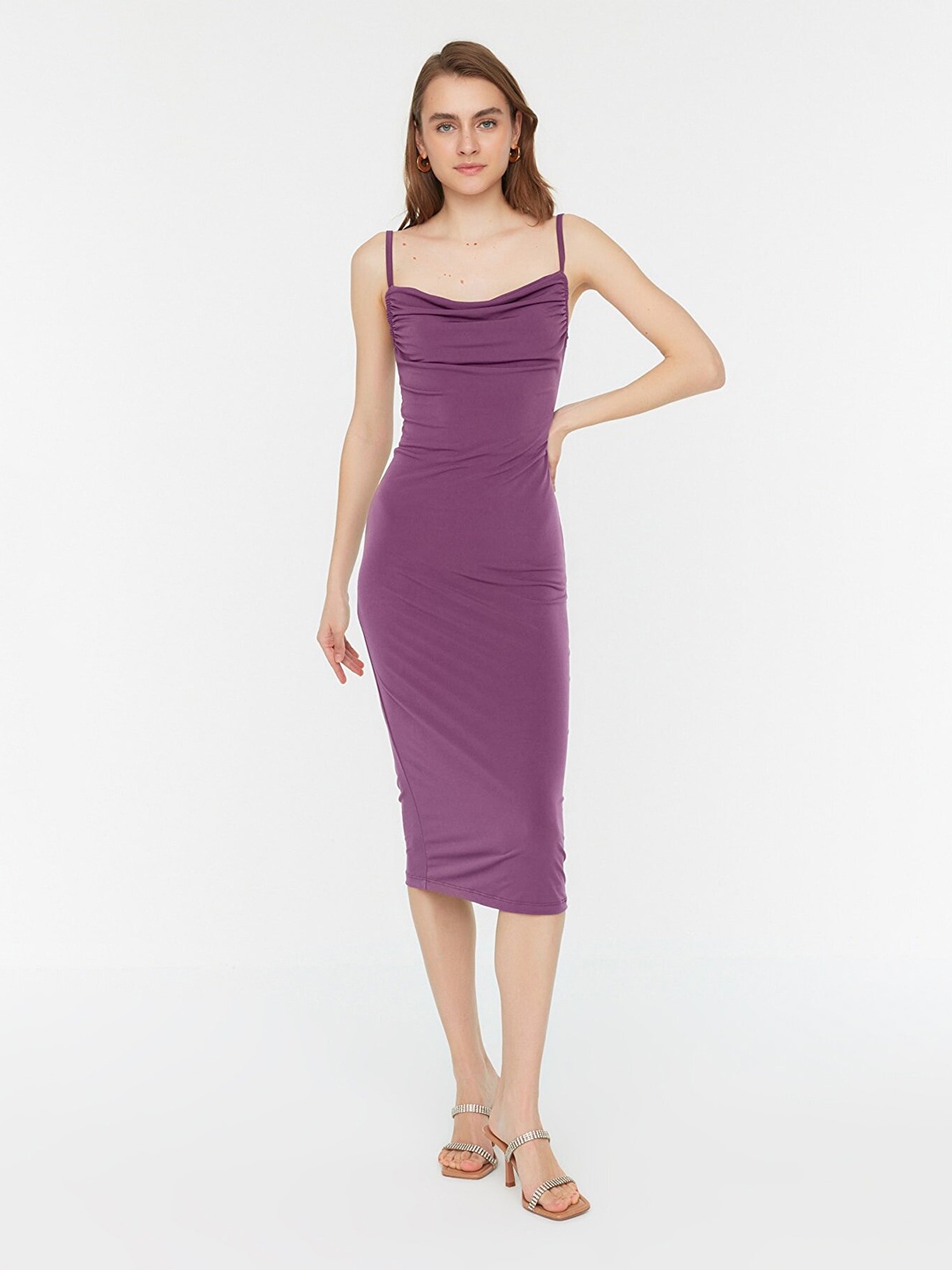 

Trendyol Bodycon Midi Slip Dress, Violet