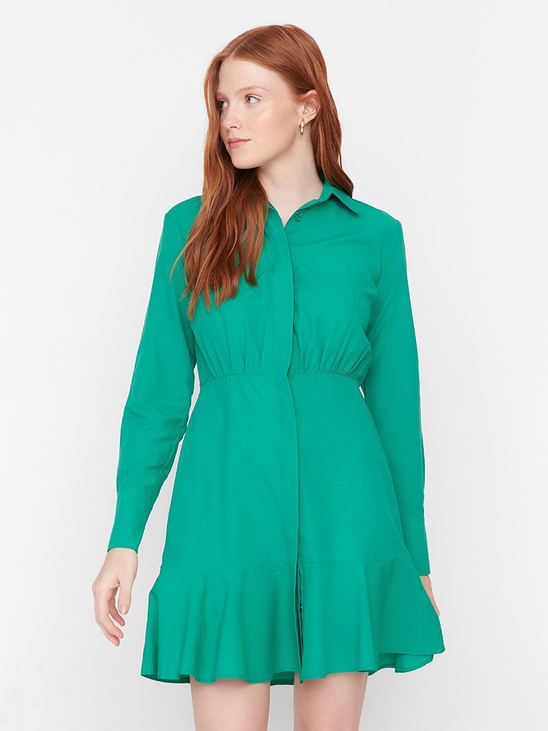 

Trendyol Long Sleeve Shirt Dress, Green