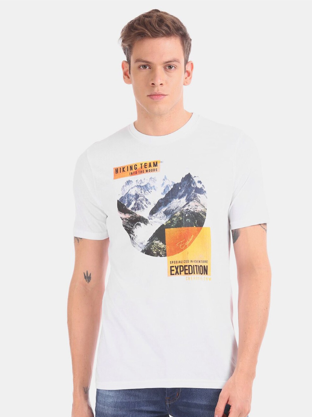 

V-Mart Men Typography Printed Cotton T-shirt, White