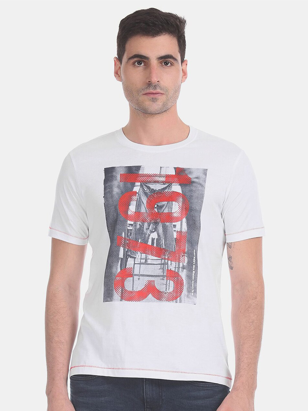 

V-Mart Men Typography Printed Cotton T-shirt, White