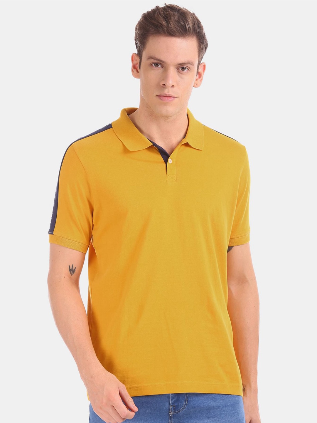 

V-Mart Men Polo Collar Cotton T-shirt, Yellow