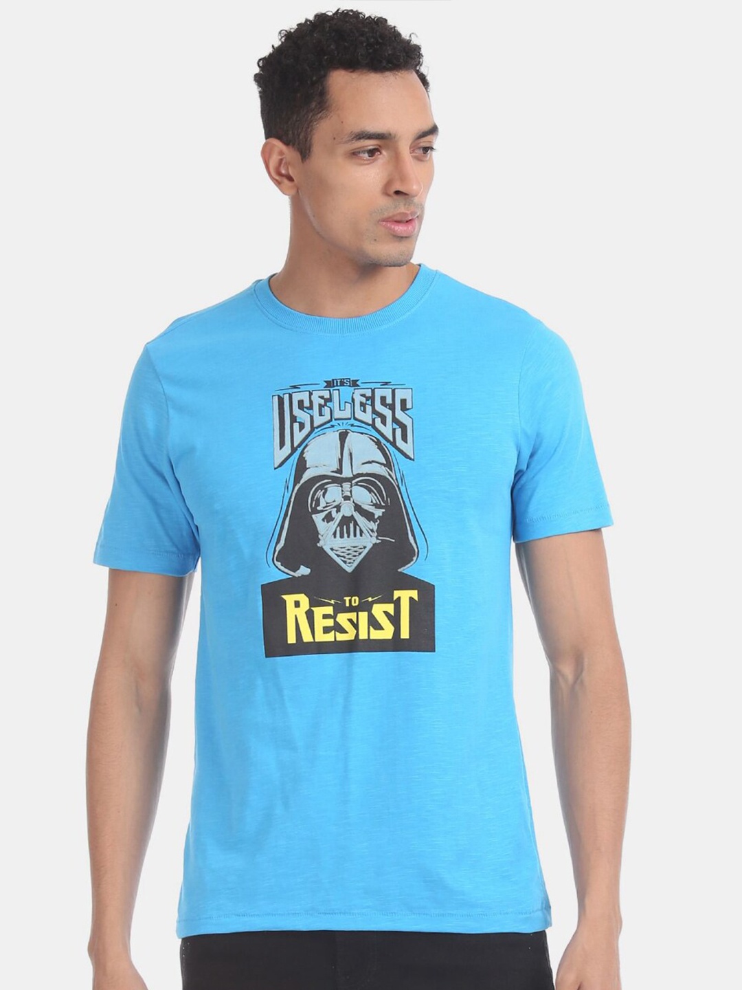 

V-Mart Men Printed Cotton T-shirt, Blue