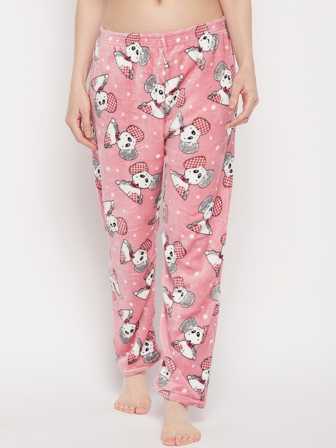 

Camey Women Printed Fleece Lounge Pant, Pink