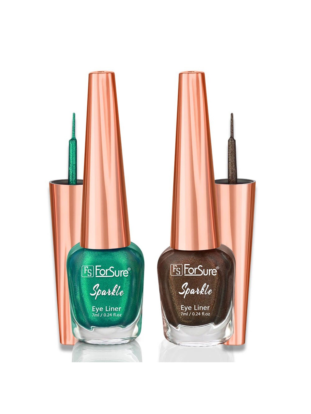 

ForSure Set of 2 Sparkle Absolute Shine Liquid Glitter Eyeliners 7 ml Each - Shade 03 & 06, Green