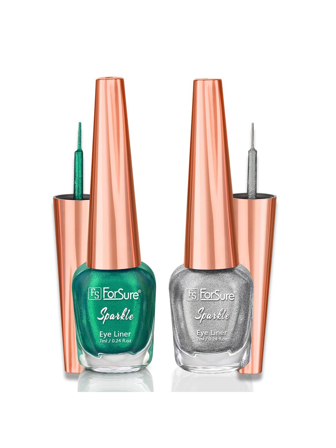 

ForSure Set of 2 Sparkle Absolute Shine Liquid Glitter Eyeliners 7 ml Each - Shade 03 & 05, Green