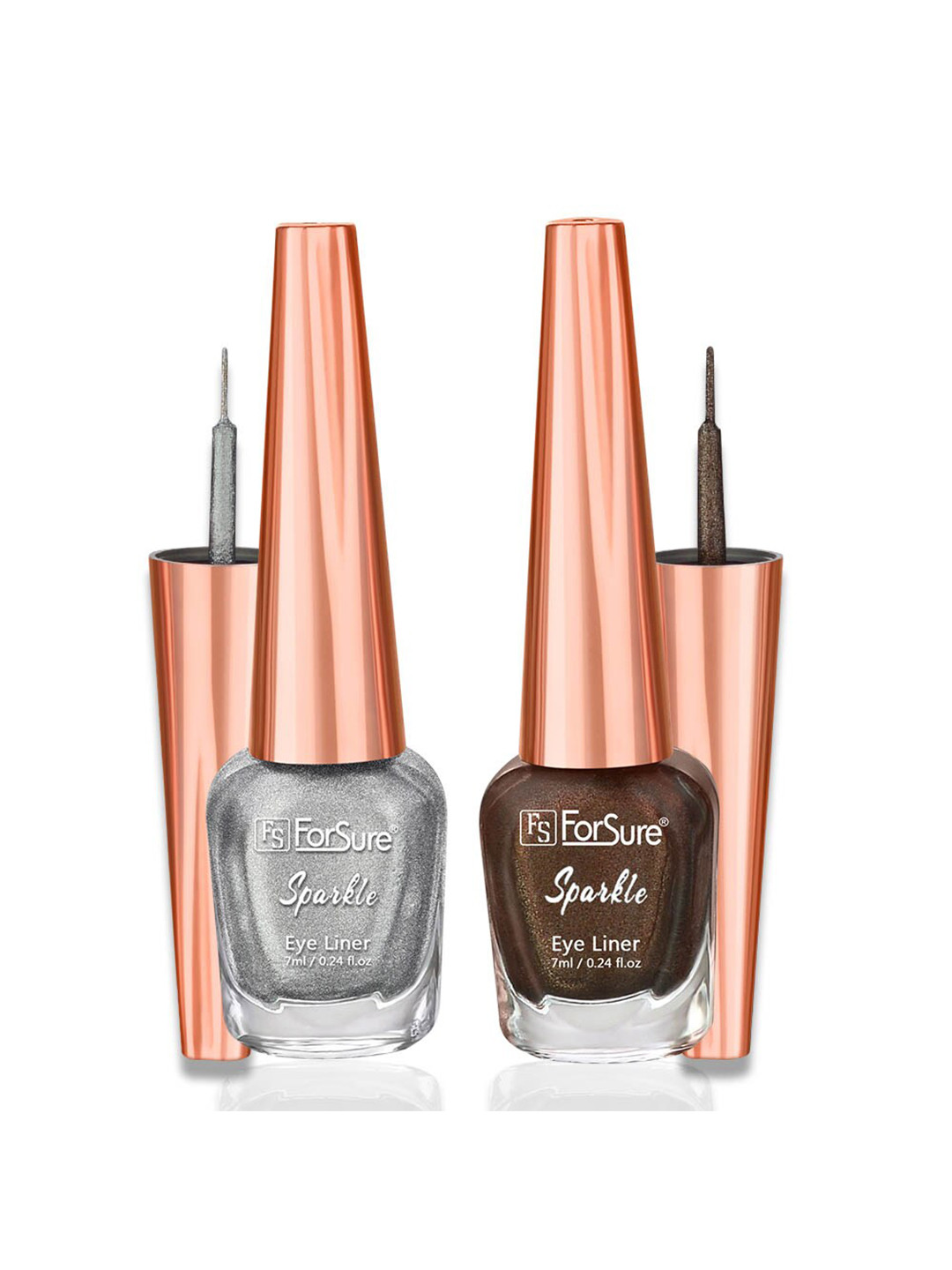 

ForSure Set of 2 Sparkle Absolute Shine Liquid Glitter Eyeliners 7 ml Each - Shade 05 & 06, Silver