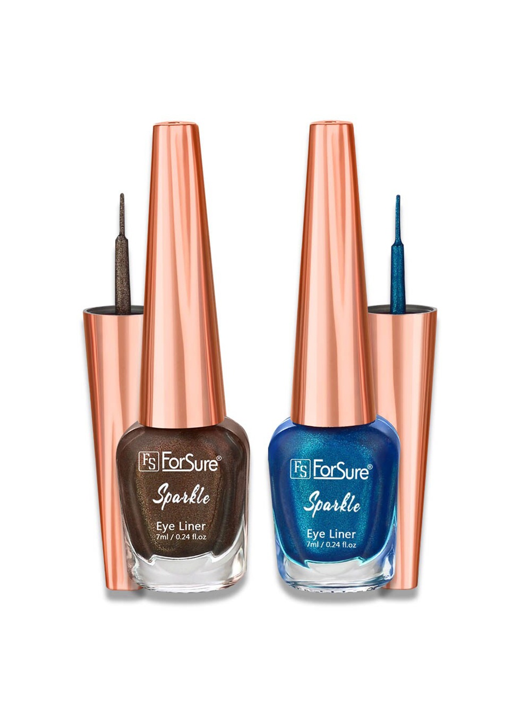 

ForSure Set of 2 Sparkle Long Lasting Liquid Eyeliner 7ml each - Brown 06 & Blue 08