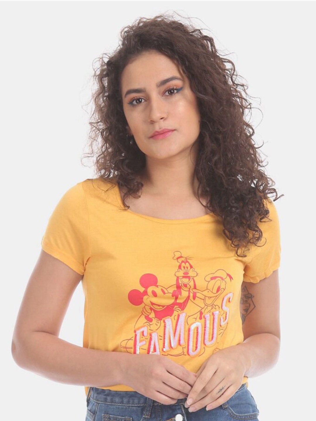 

V-Mart Women Looney Tunes Printed Cotton T-shirt, Yellow