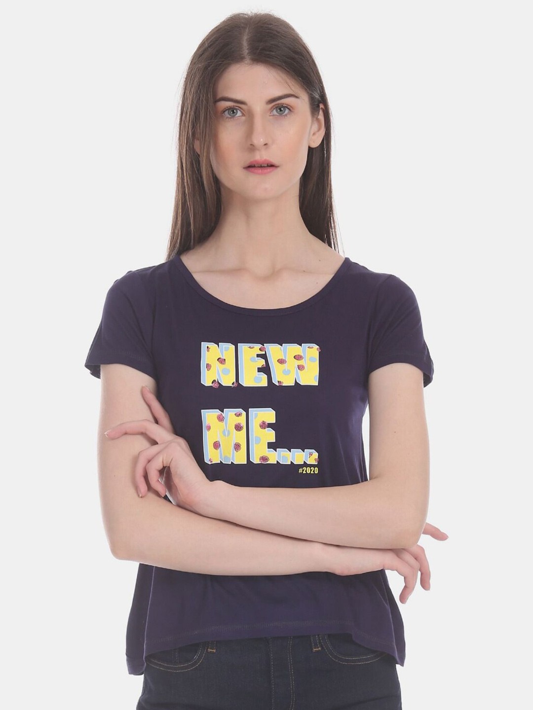 

V-Mart Women Blue Printed T-shirt
